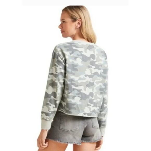Spiritual Gangster Sweater Womens Small Mazzy Camo Sweatshirt Crewneck Raw Hem - Picture 4 of 9